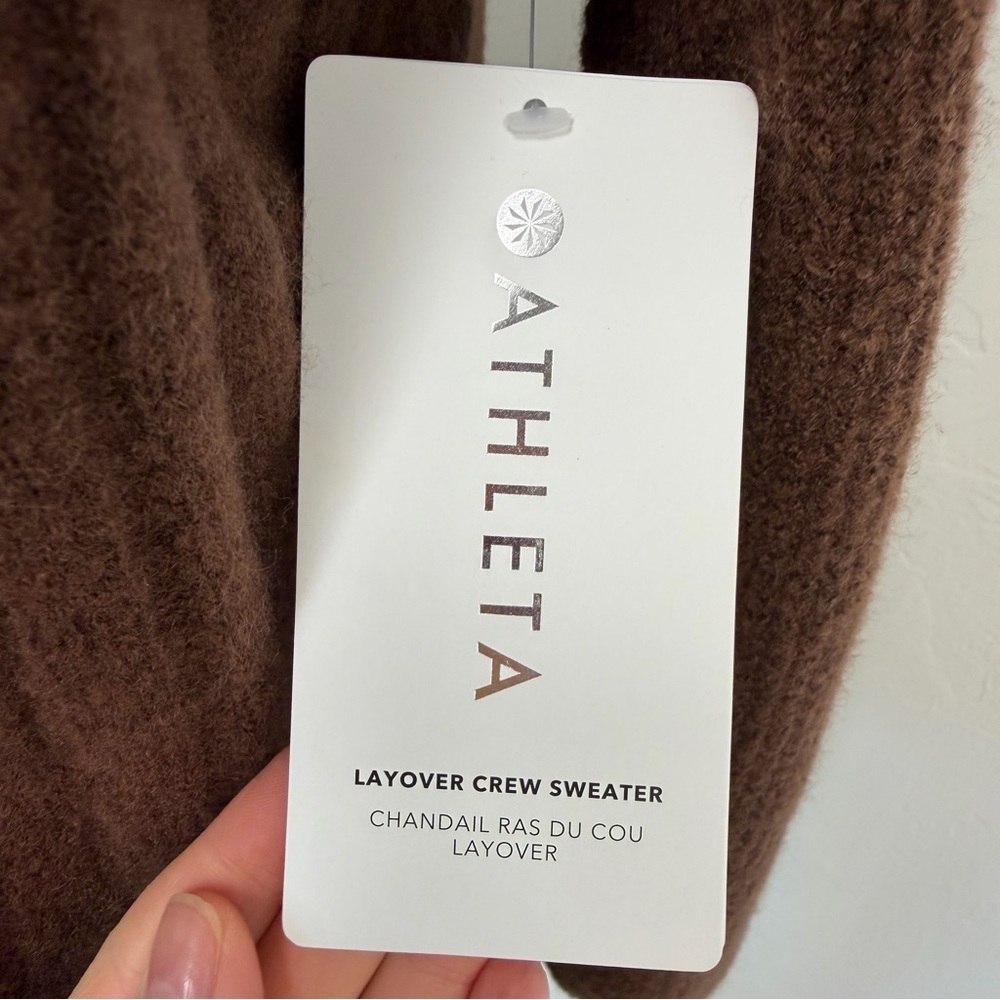 NWT Athleta Brown Ribbed CHANDAIL RAS LAYOVER CREW Sweater Size M - Picture 10 of 16